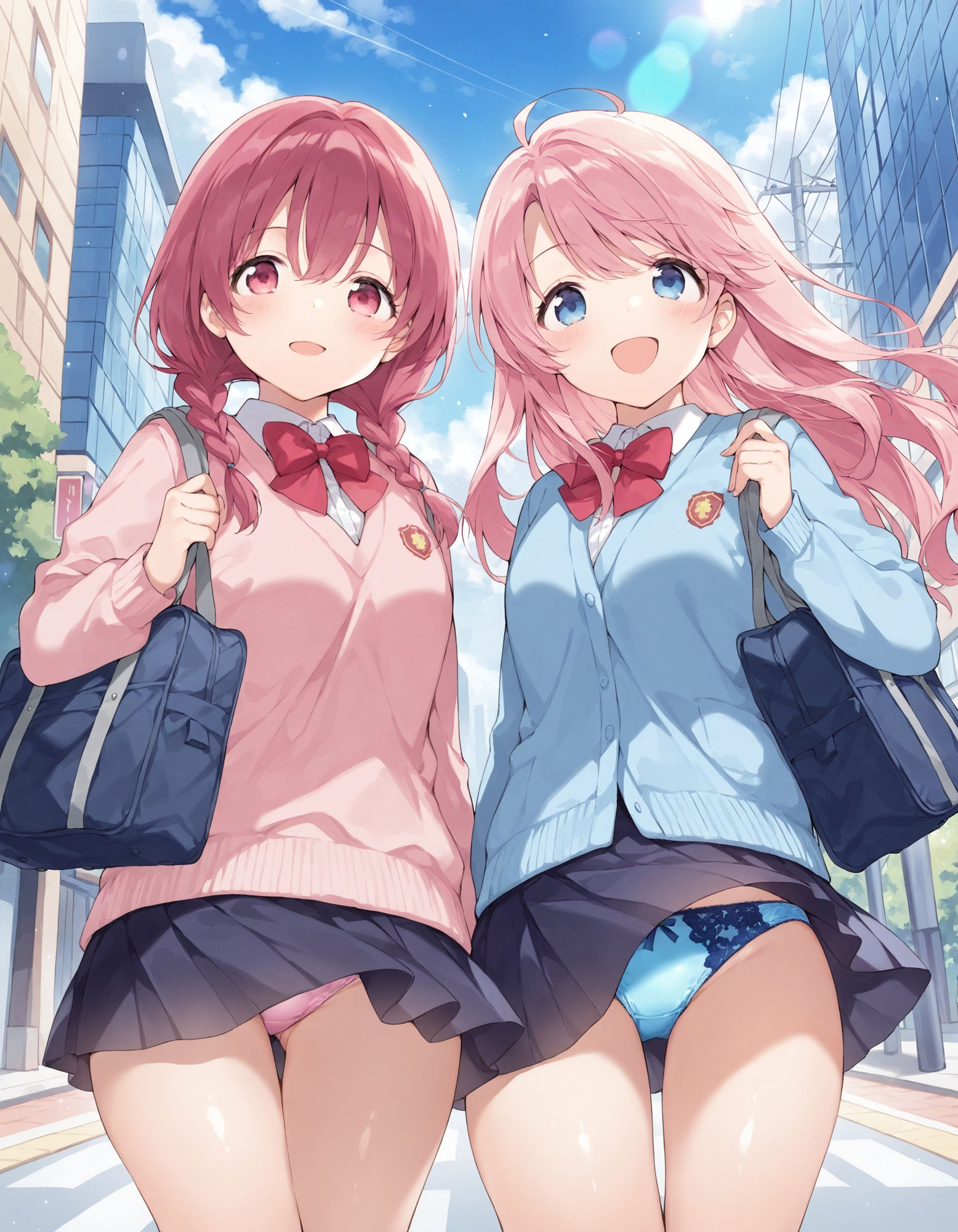 制服女子の風チラ3 - サンプル画像 2