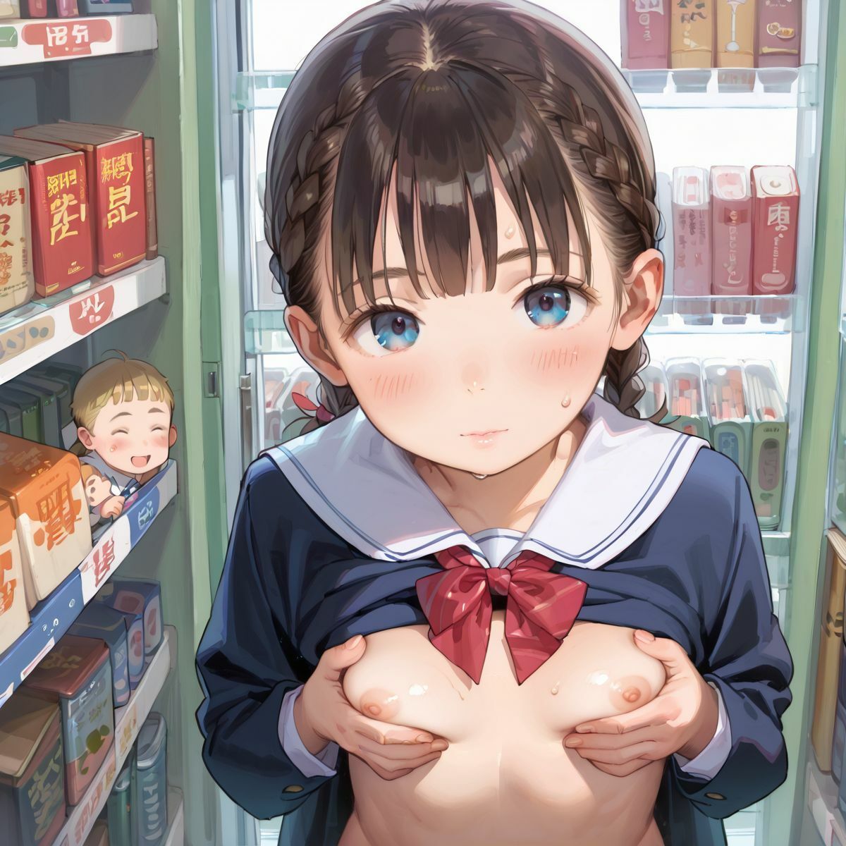 図書館で声を出せずに愛液垂れ流し娘05 - サンプル画像 1