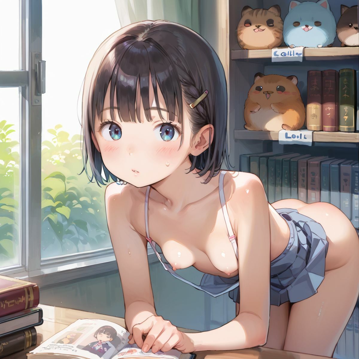 図書館で声を出せずに愛液垂れ流し娘05 - サンプル画像 4