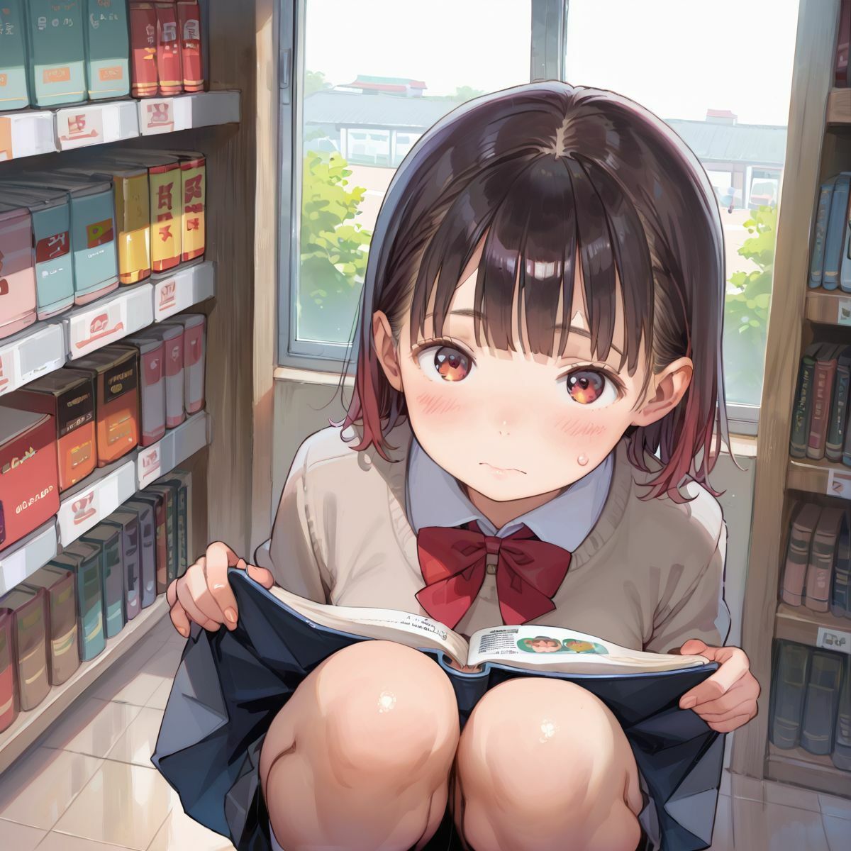 図書館で声を出せずに愛液垂れ流し娘05 - サンプル画像 6