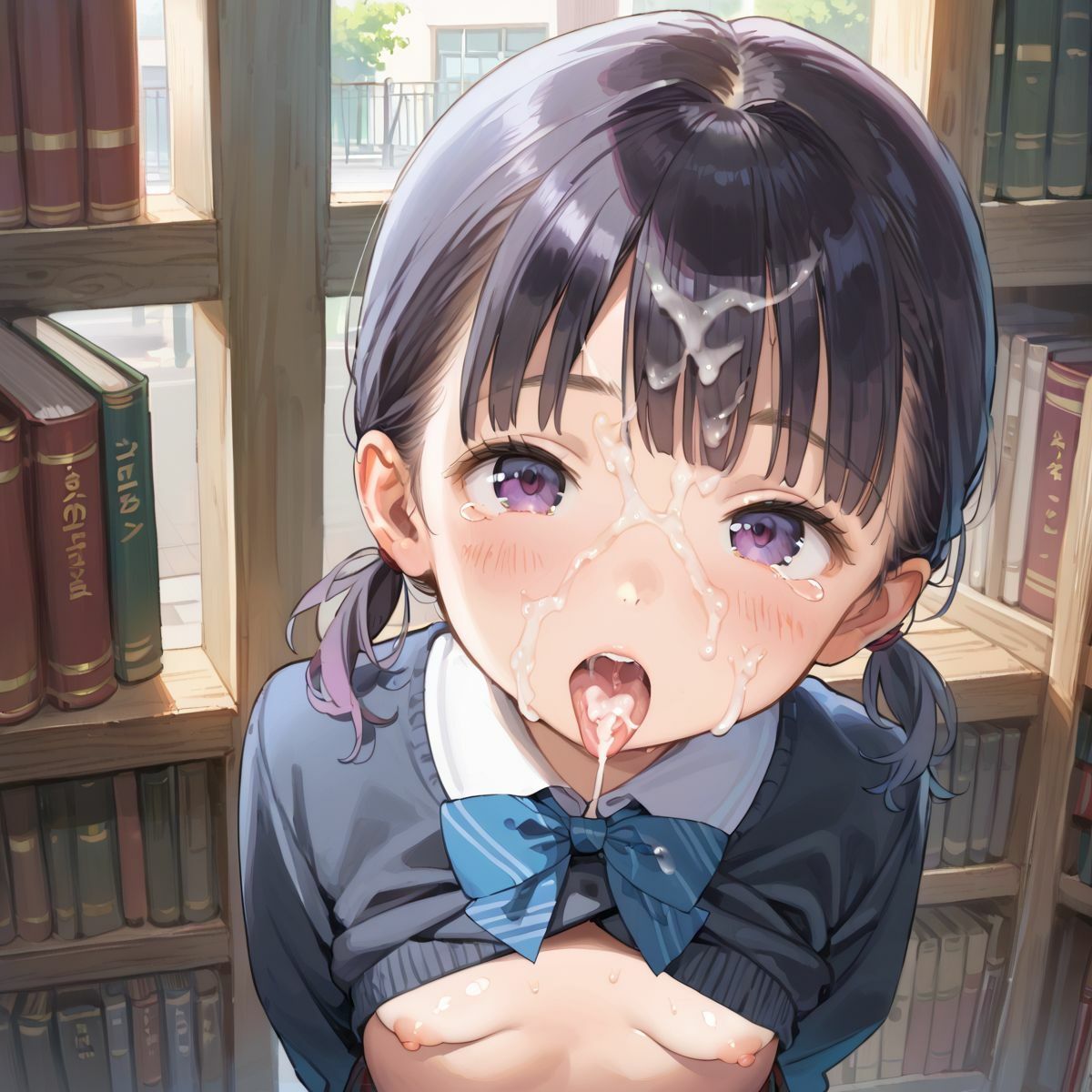 図書館で声を出せずに愛液垂れ流し娘05 - サンプル画像 8