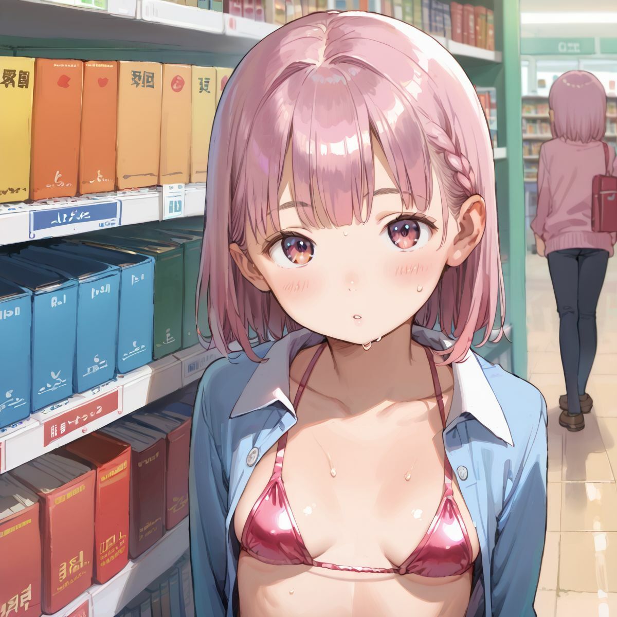 図書館で声を出せずに愛液垂れ流し娘06 - サンプル画像 3