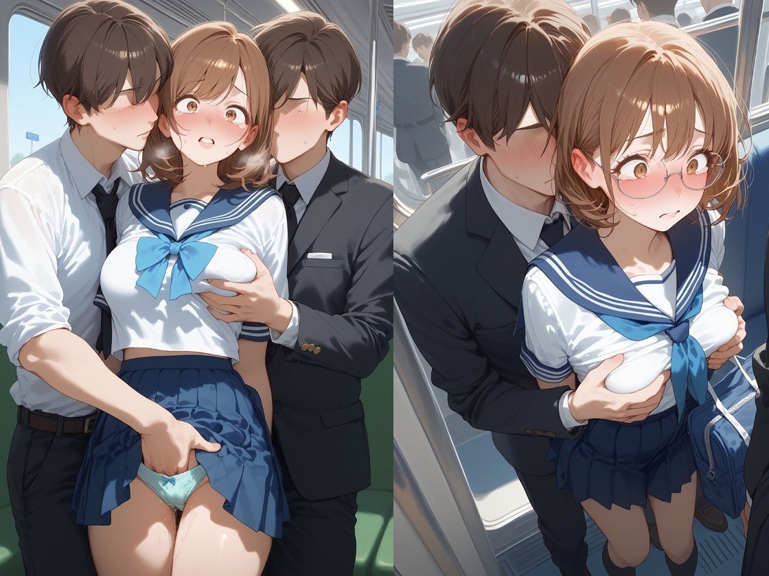 集団痴〇の餌食になる制服娘ちゃん - サンプル画像 2