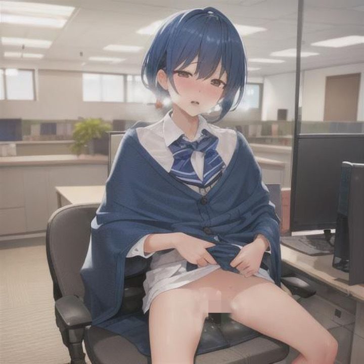 ポンチョ露出  青髪ちゃん編 - サンプル画像 1