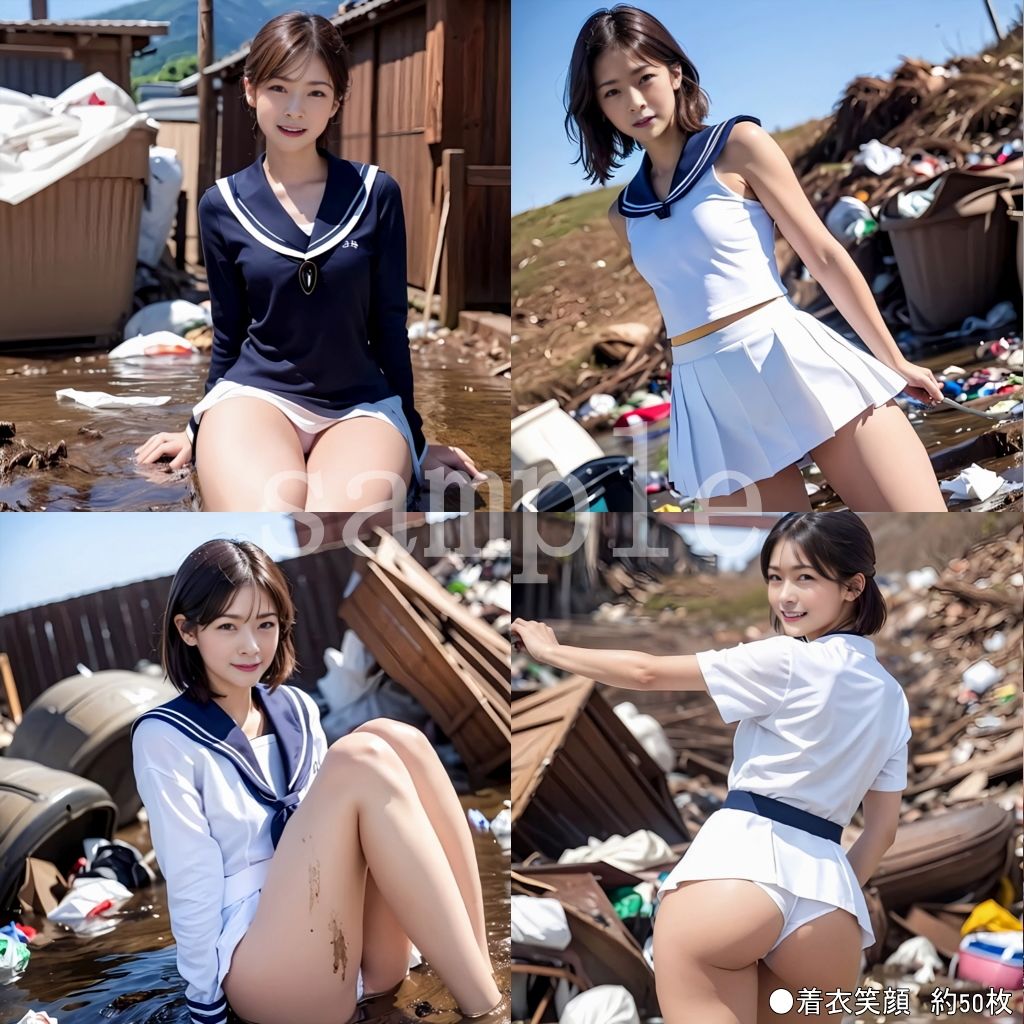 Sayaの変態日記/ゴミ捨て場セーラー服放置・触手爬虫類怪物編 - サンプル画像 1