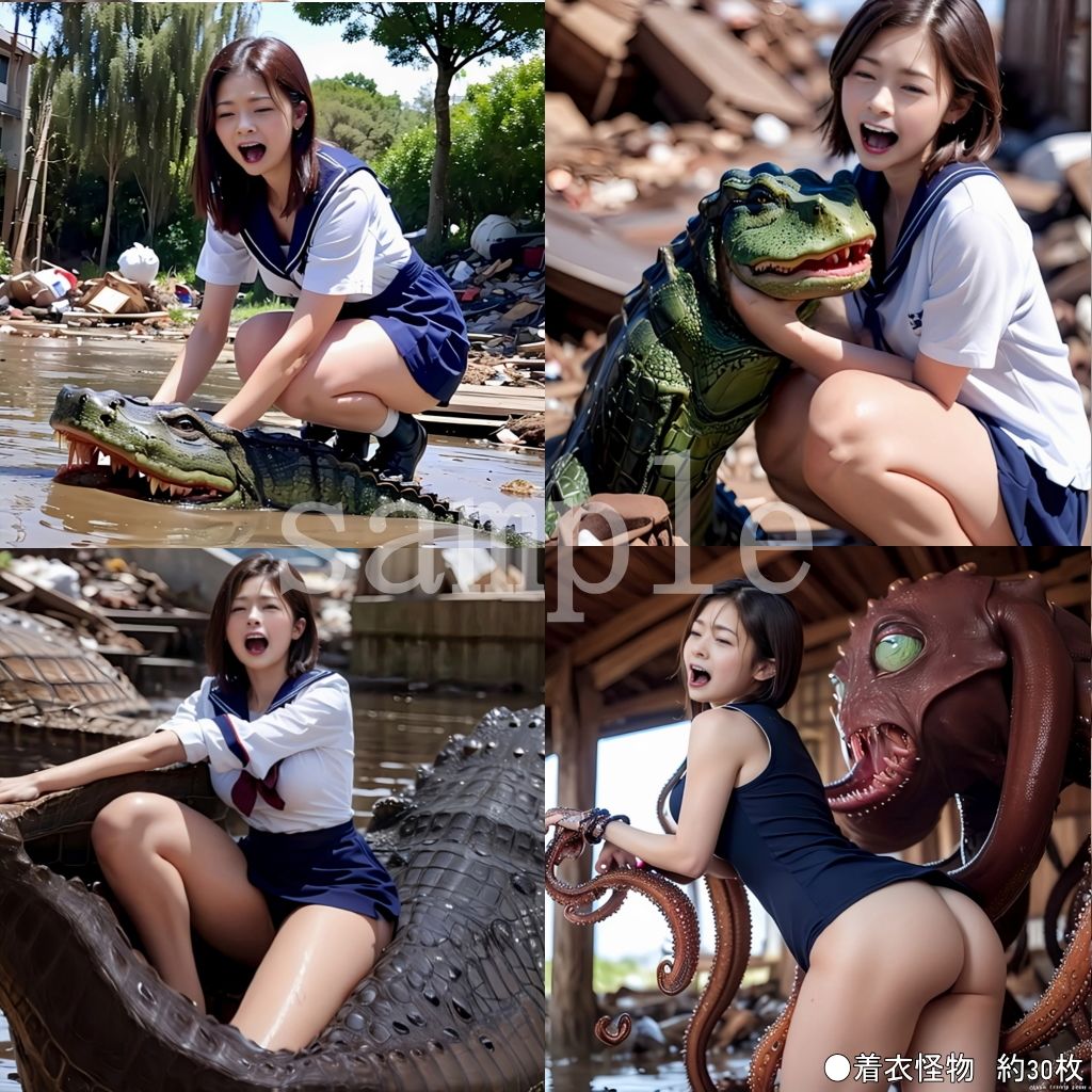 Sayaの変態日記/ゴミ捨て場セーラー服放置・触手爬虫類怪物編 - サンプル画像 3