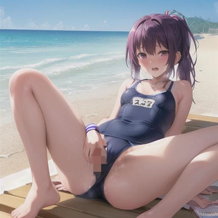 魅惑のスク水露出  紫髪ちゃん編 - サンプル画像 5