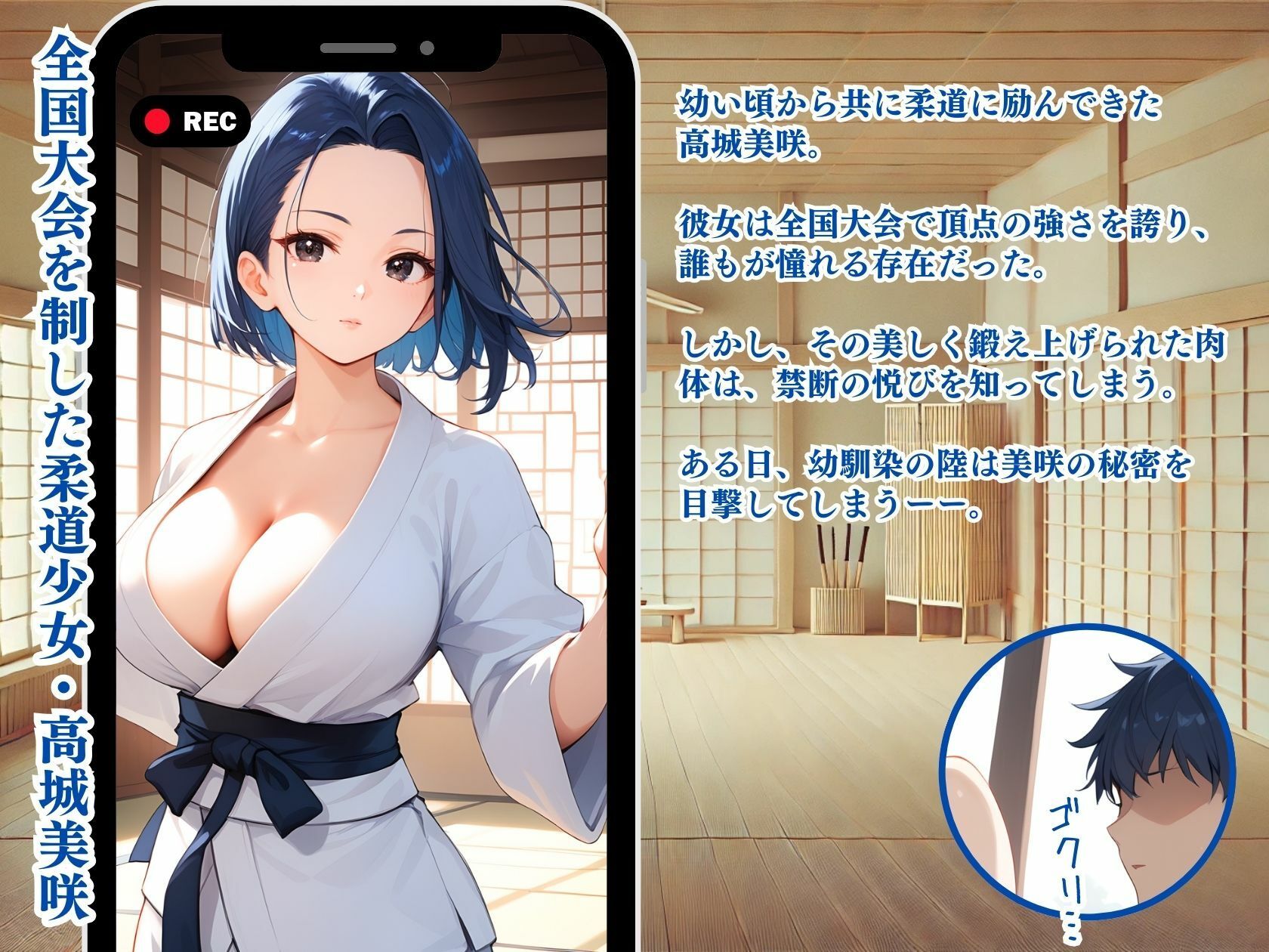 柔道全国一位の幼馴染は隠れビッチ - サンプル画像 1