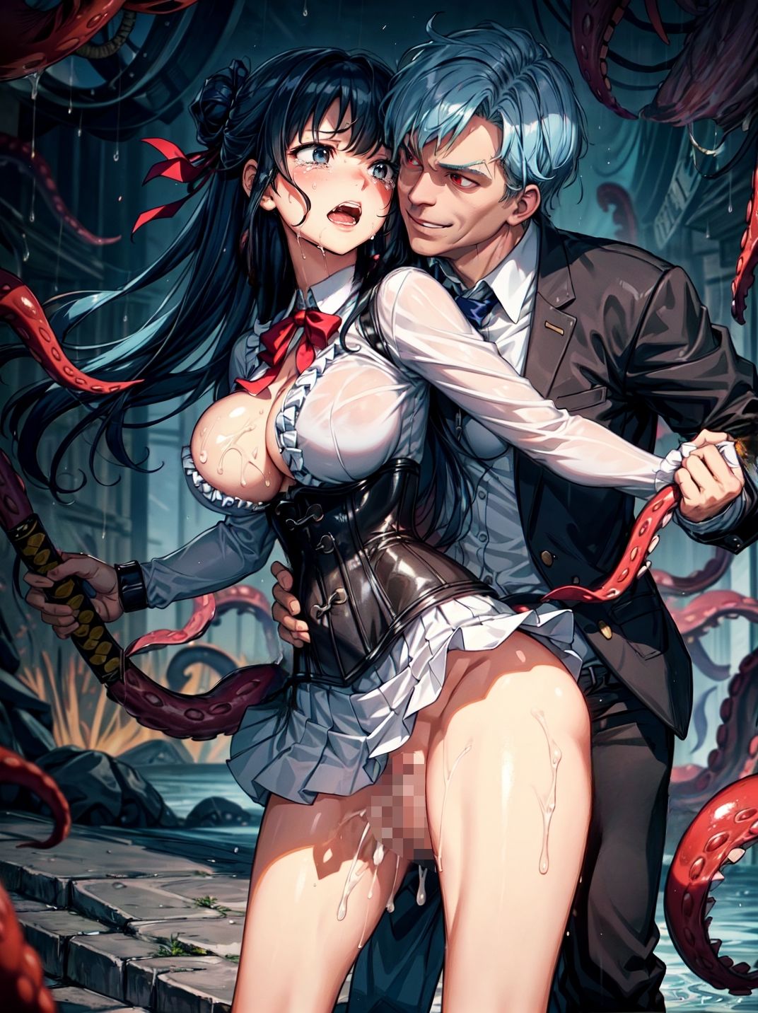 人型淫魔に孕むまで犯●れた新米淫魔ハンター - サンプル画像 4