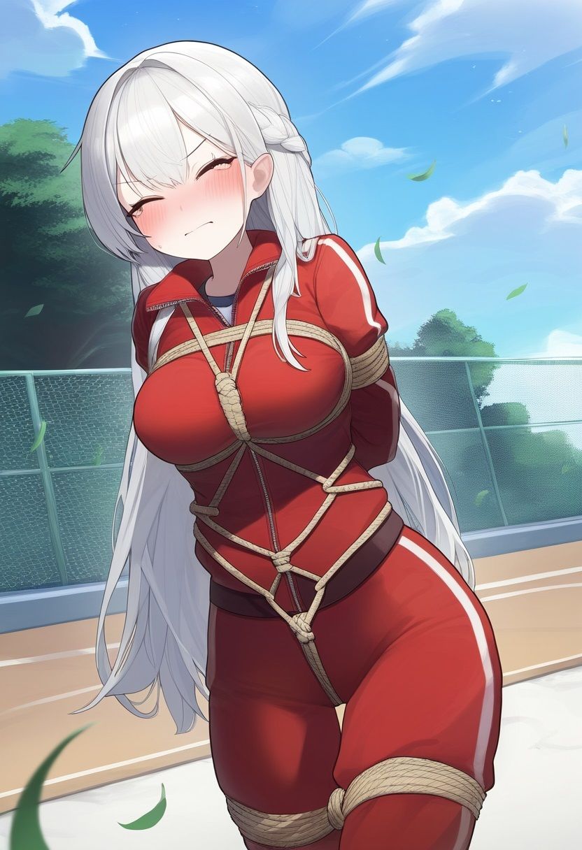 スポーツ少女着衣緊縛AIイラスト集 - サンプル画像 1