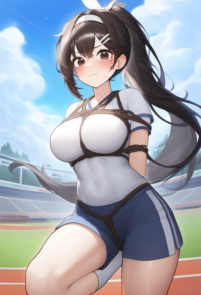 スポーツ少女着衣緊縛AIイラスト集 - サンプル画像 4