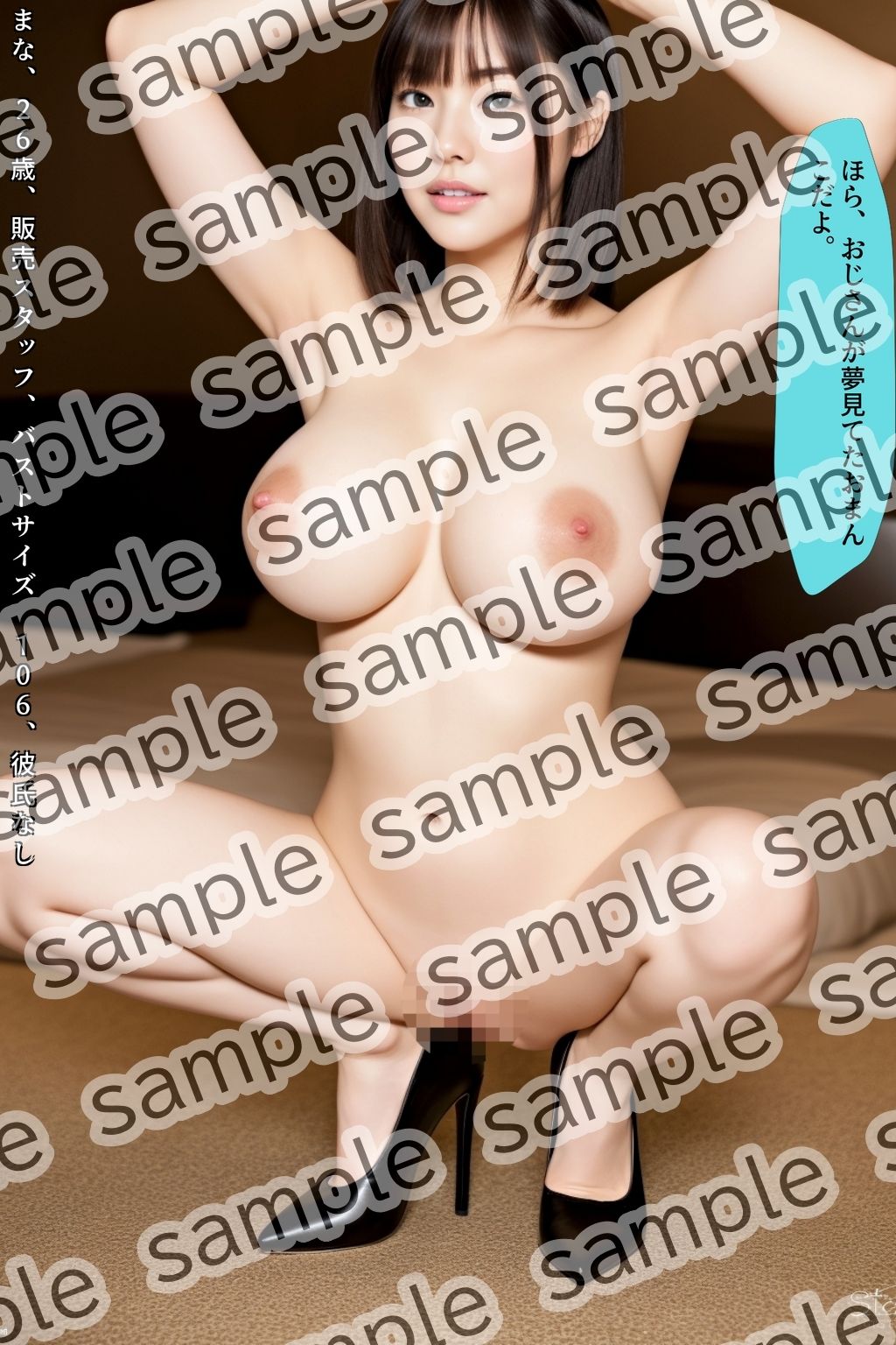 爆乳美女がワキを見せながら、ハイヒールでしゃがみポーズ vol.1 - サンプル画像 6