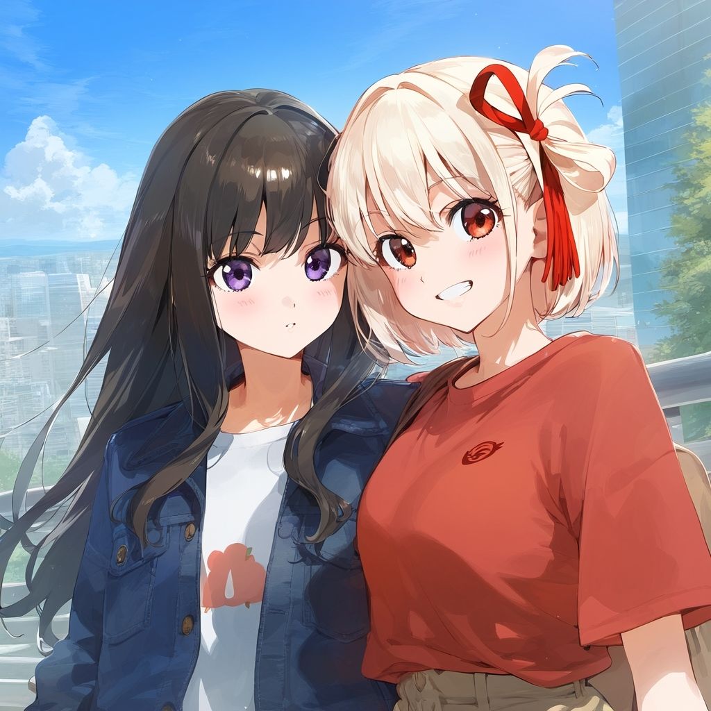 リ◯リス・リ◯イル  鏑◯千束＆井◯上たきな百合百合高解像度イラスト集 - サンプル画像 1