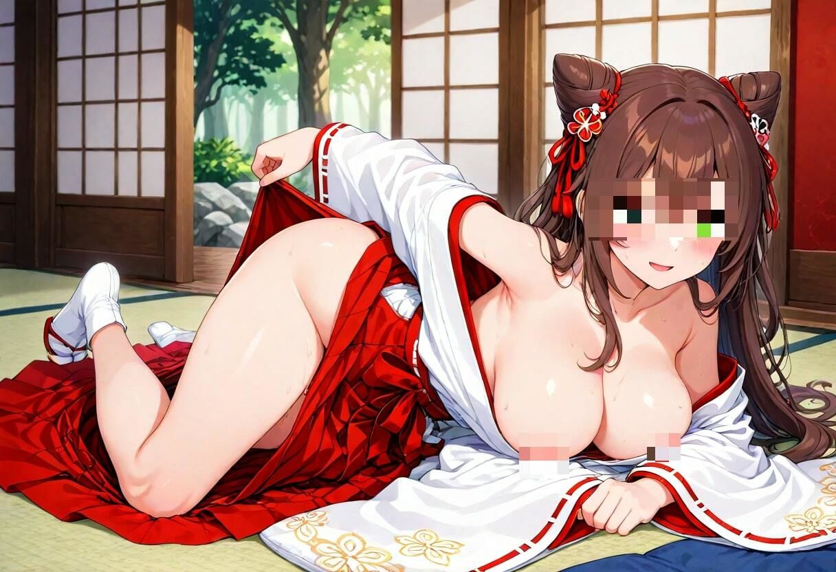 巨乳で可愛い巫女さんはド淫乱！？そんな綺麗なカッコで卑猥なあそこを・・・！！！ - サンプル画像 3