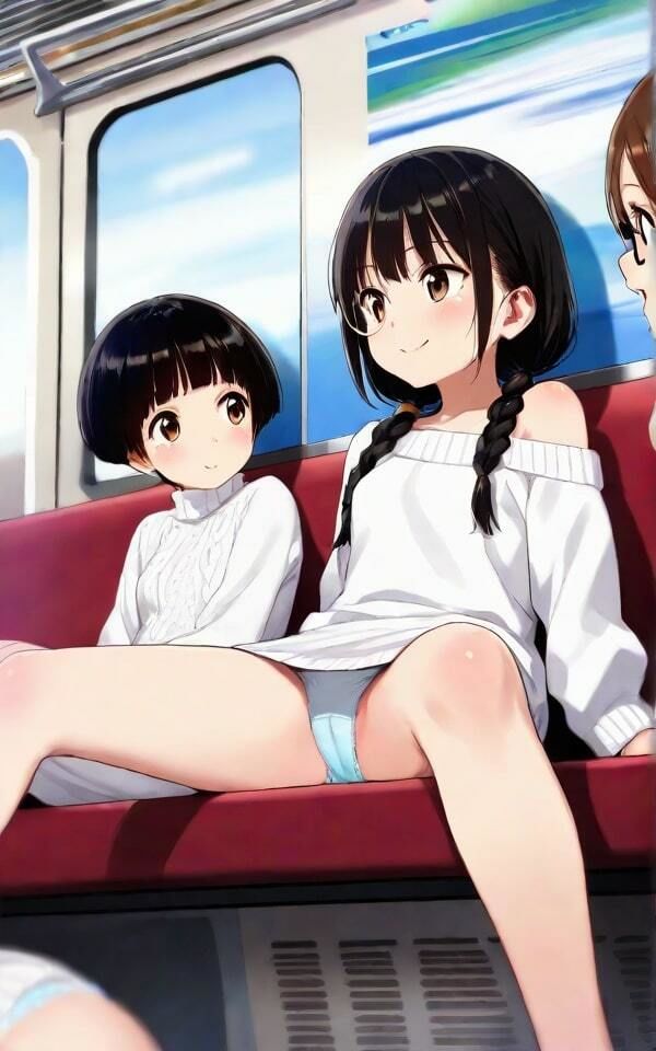 ロングシートに並ぶミニワンピ女子たちの太ももとパンチラが、ただの電車移動をフェチ天国に変えた件。 - サンプル画像 1