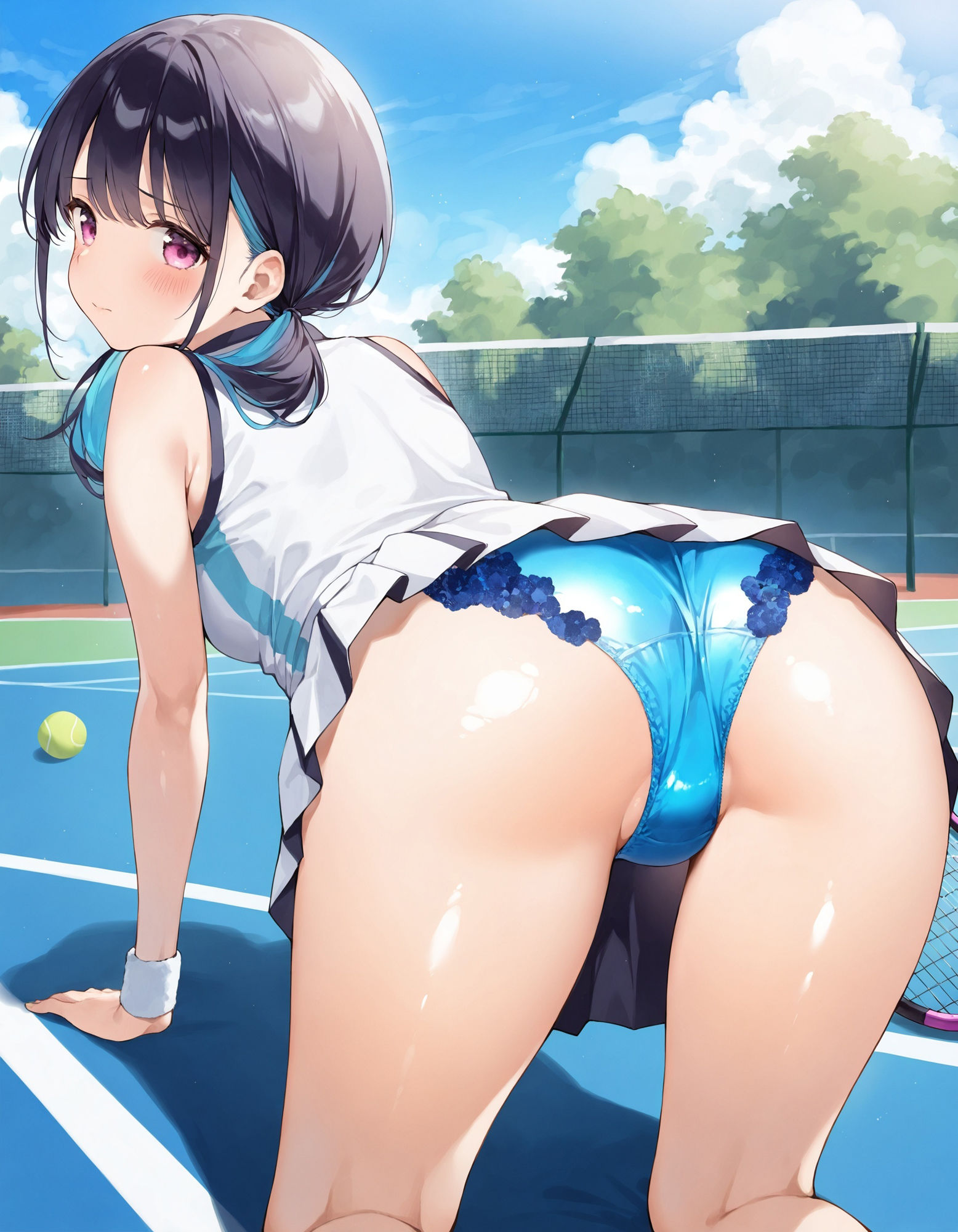 テニスウェアで四つん這いパンチラ - サンプル画像 7