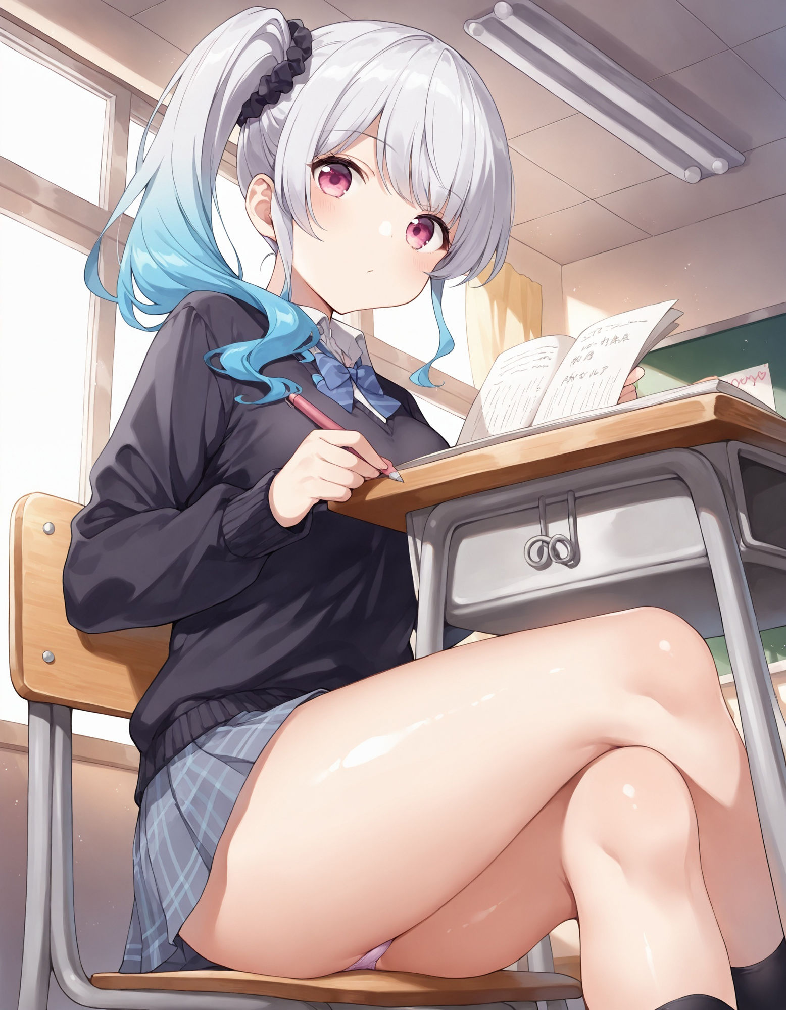 制服女子の座りパンチラ2 - サンプル画像 1