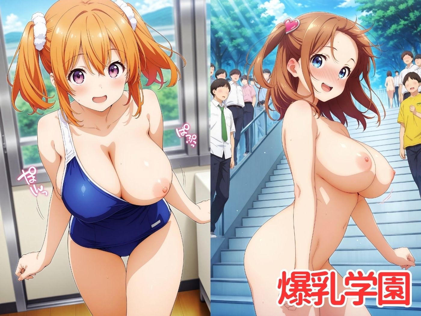 学園の爆乳生徒たちにエッチなイタズラ♪ - サンプル画像 1