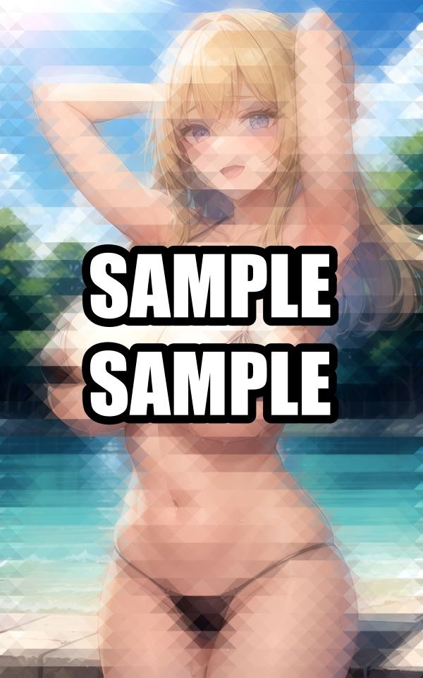 金髪美女のマイクロビキニグラビアイラスト集 - サンプル画像 5