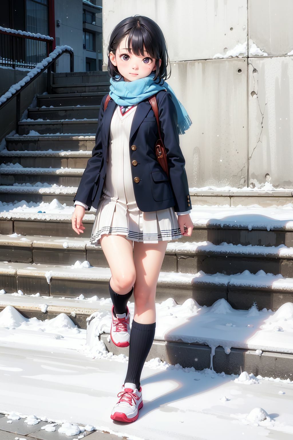 冬の制服女子校生（1）  スカートの中、見せてもらってイイですか？ - サンプル画像 4