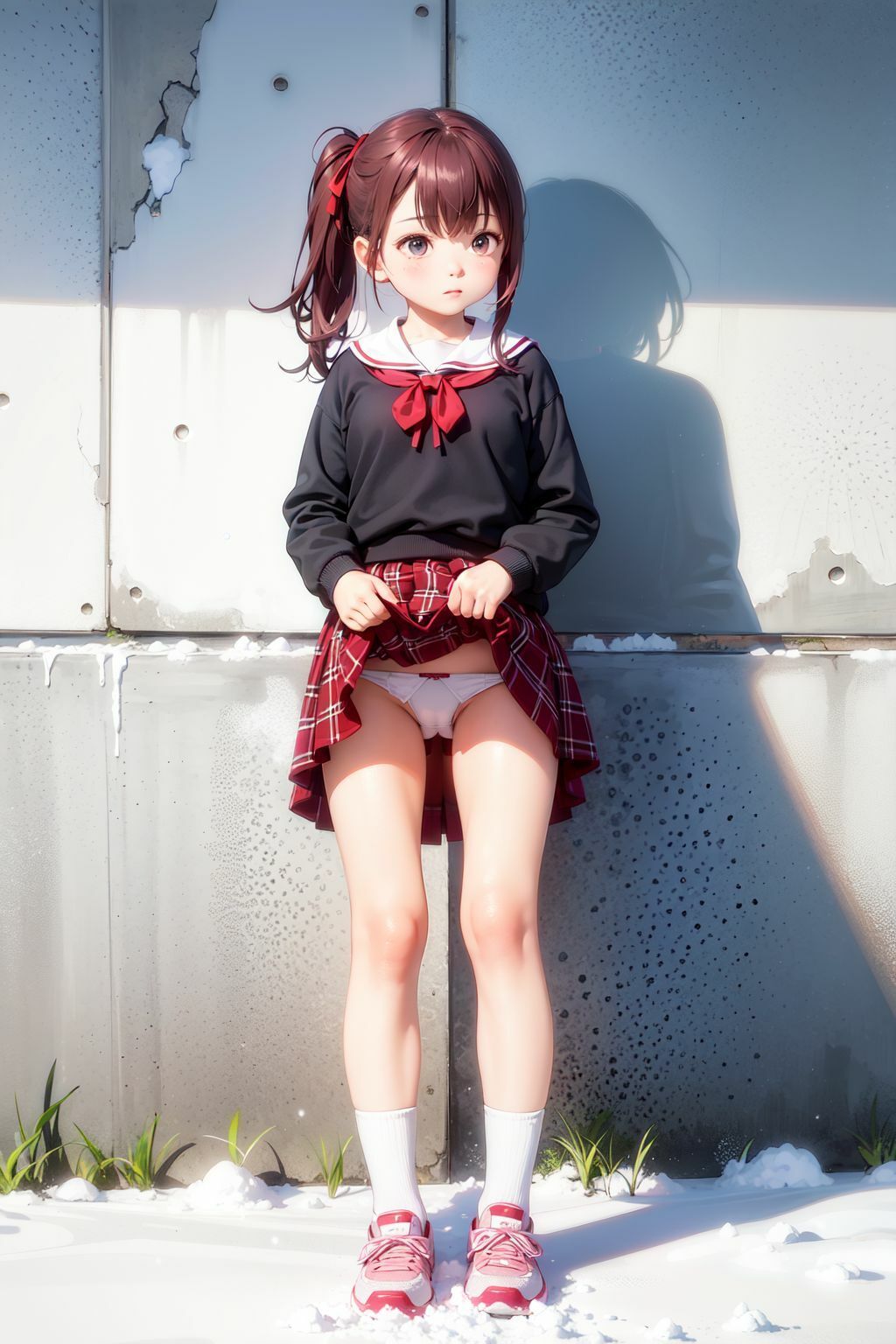 冬の制服女子校生（1）  スカートの中、見せてもらってイイですか？ - サンプル画像 9