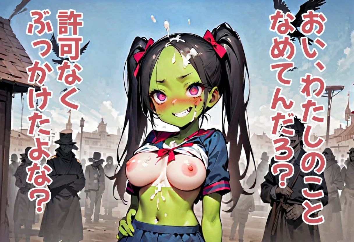 ゾンビオデコメガネちゃんと闇テーマパークでデート 巨乳・緑バージョン・横長サイズ編 - サンプル画像 5