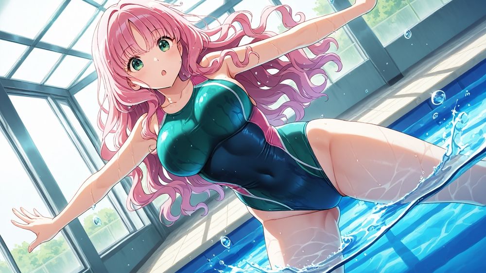 ピンク髪＆銀髪の巨乳水泳部員と新任コーチの種付けレッスン【4K】【FANZA専売】 - サンプル画像 4