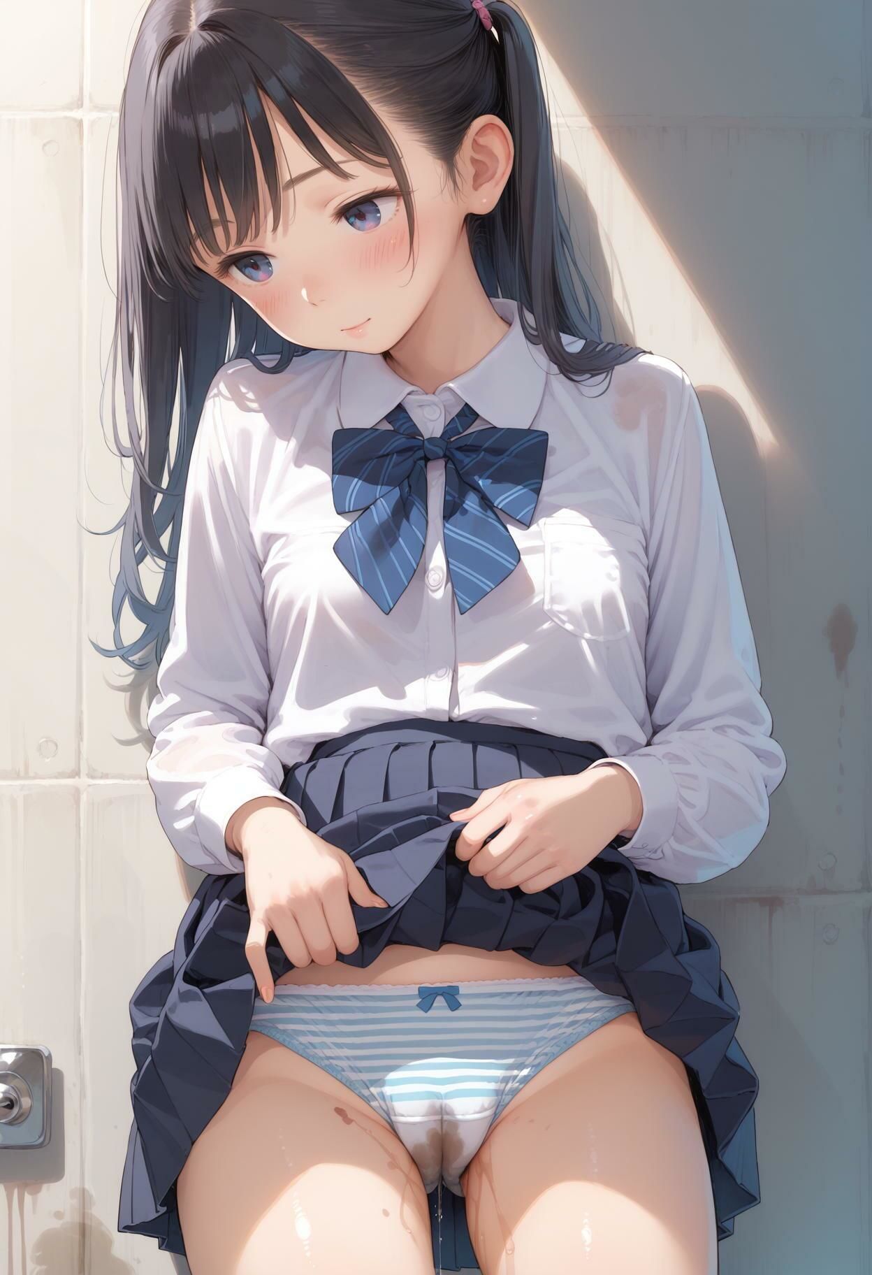 【女子校生の汚パンティ】オシッコマン汁染みつき - サンプル画像 2