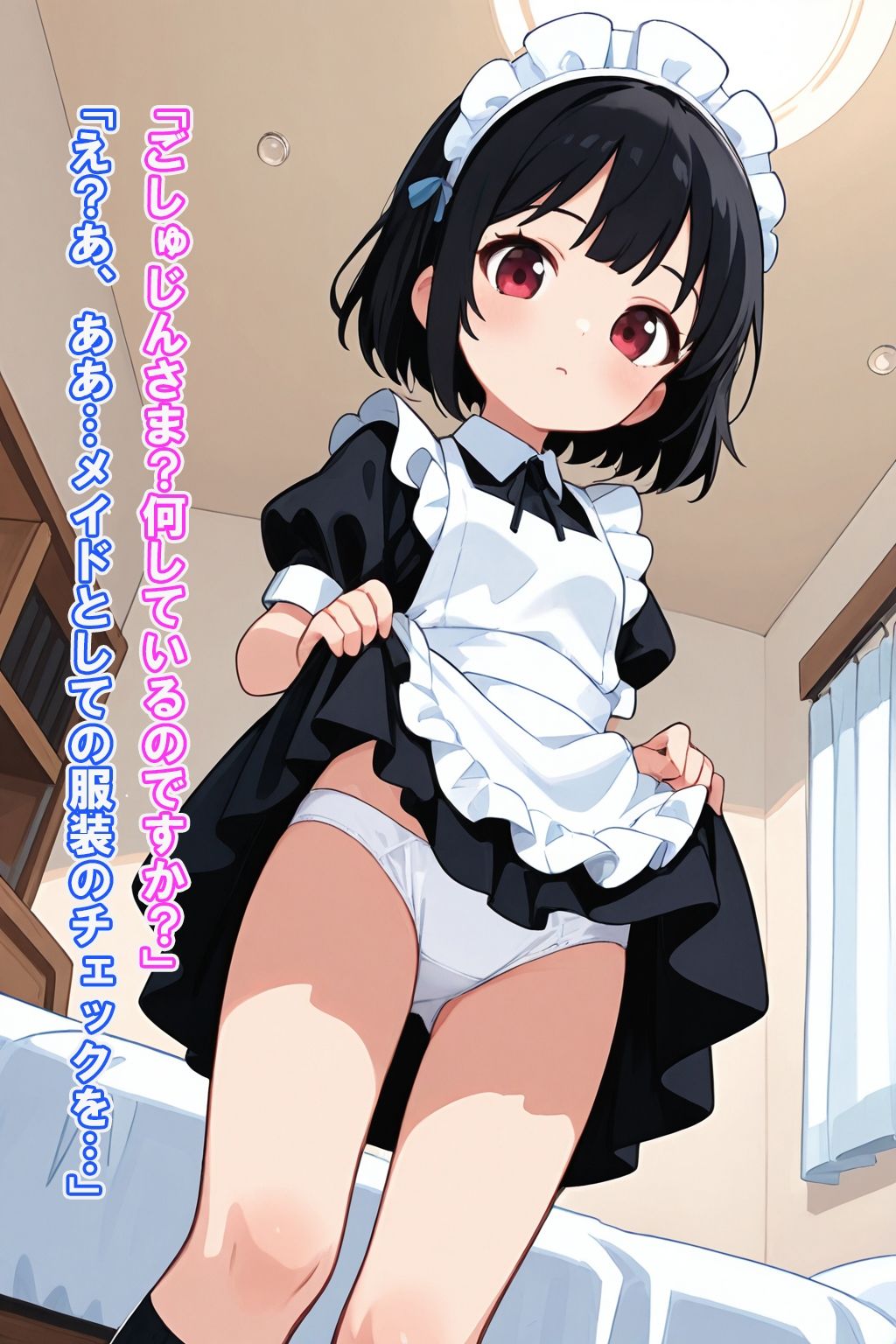 従順ロリメイドにパンツ見せてと頼んでみた - サンプル画像 1