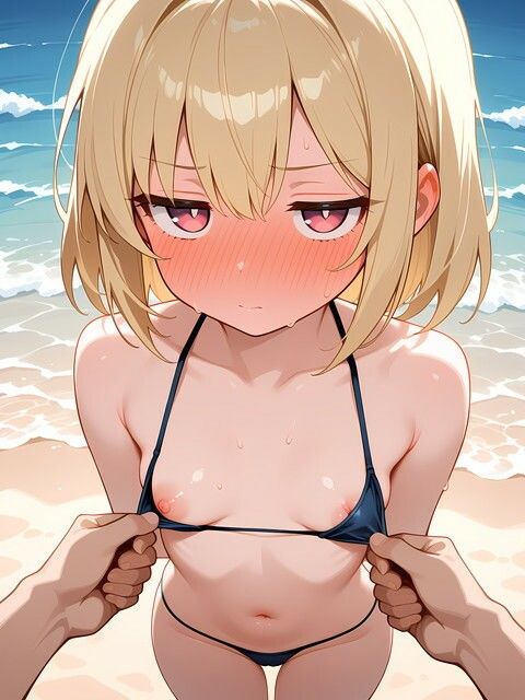 ジト目の美少女とビーチで！ - サンプル画像 1