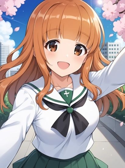 ガールズ＆パンツァーの武部沙織から送られてきた自撮り写真 - サンプル画像 1