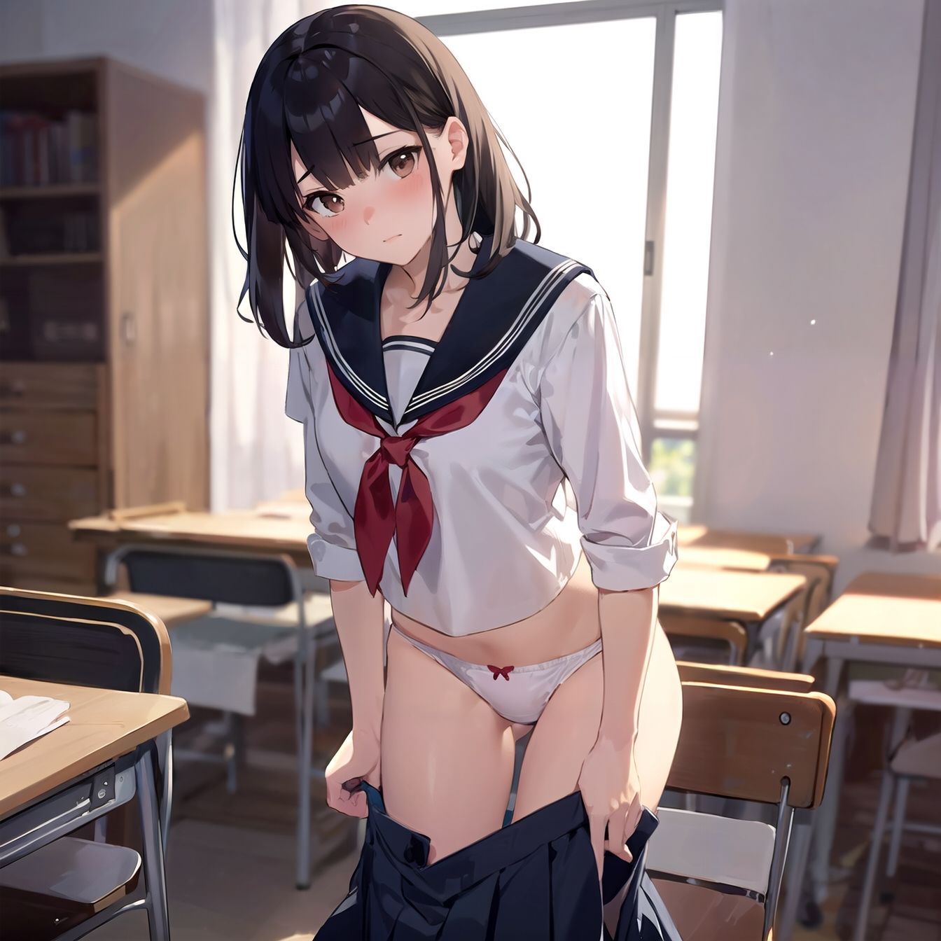 テロリストに占拠された教室で露出強要される女の子たち（おまけ） - サンプル画像 1