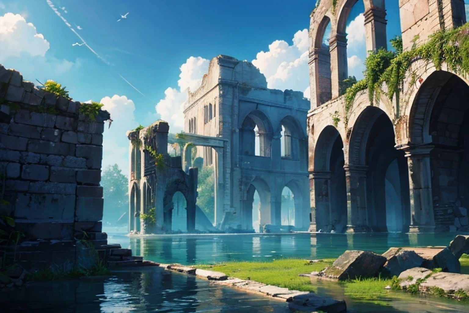 水没遺跡  背景素材 - サンプル画像 1