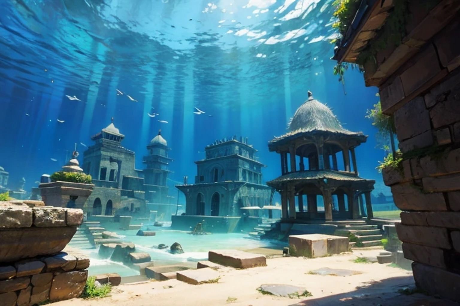 水没遺跡  背景素材 - サンプル画像 2