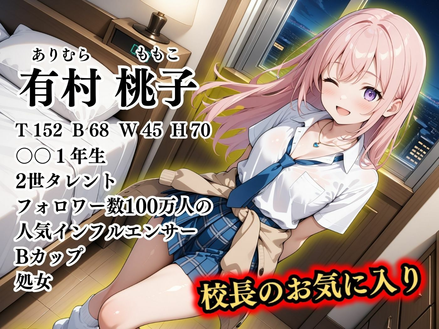 【4Kイラスト】1万3000人の生徒を抱いた校長による有村桃子への性指導（マイルーム編） - サンプル画像 2