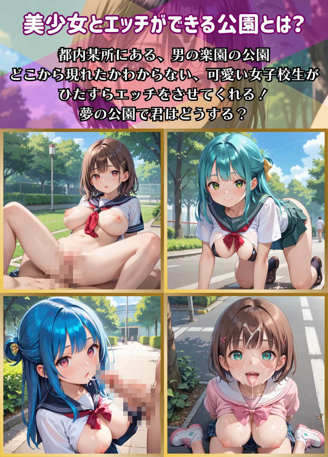 淫乱公園でやりまくり！女子校生たちとトロ甘エッチ6【厳選CG165枚収録】 - サンプル画像 1