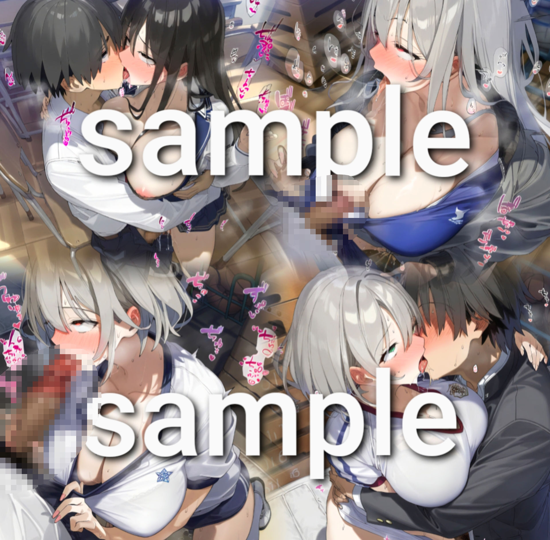 黒髪と白髪にベロキスして頂く - サンプル画像 1