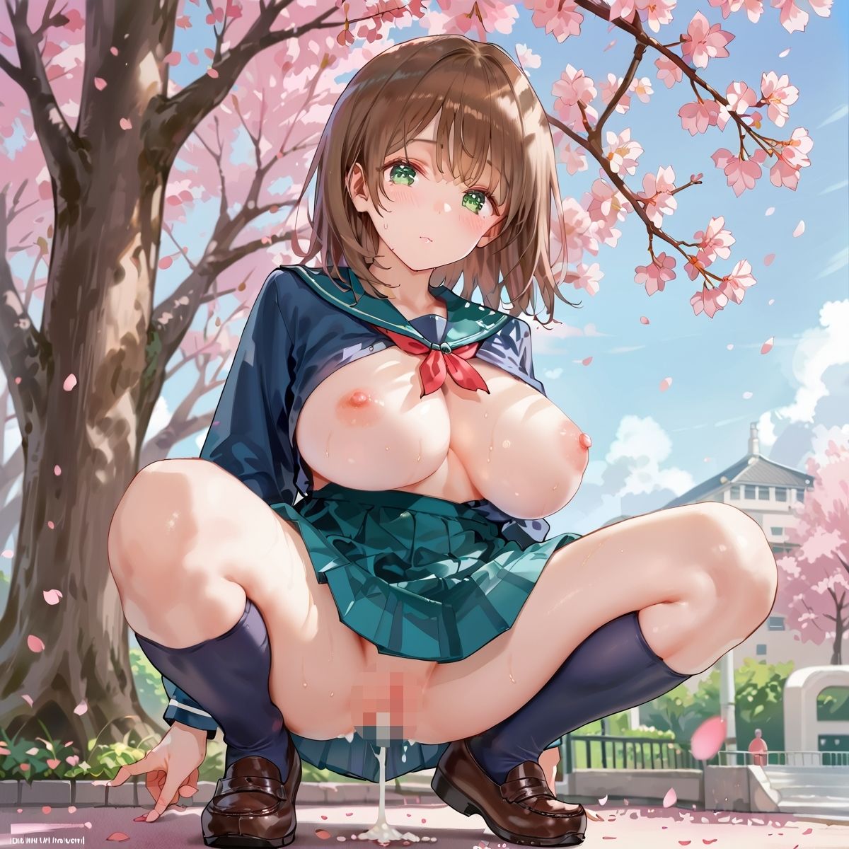 性欲満開！桜の下で巨乳女学生に大量中出し第十集 - サンプル画像 5