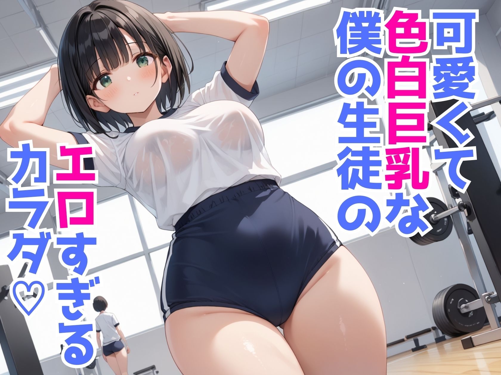 巨乳ブルマ体操着JKを種付けプレスしまくり性交 - サンプル画像 1