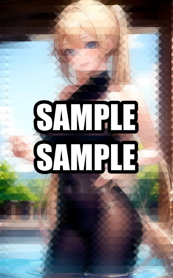 プールで遊ぶブロンド美女 - サンプル画像 2