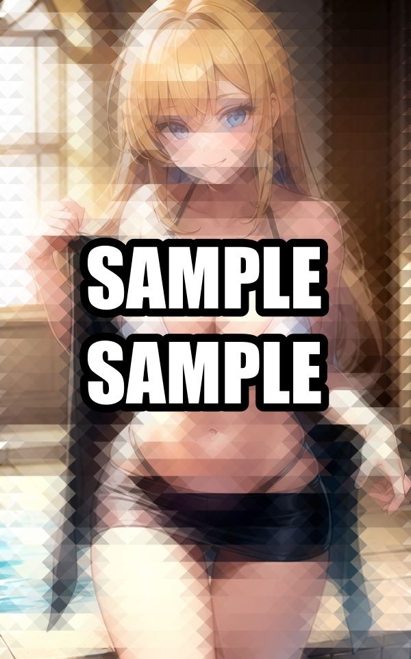 プールで遊ぶブロンド美女 - サンプル画像 3