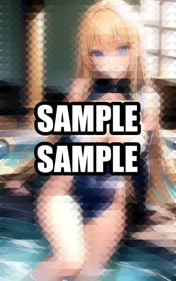 プールで遊ぶブロンド美女 - サンプル画像 4