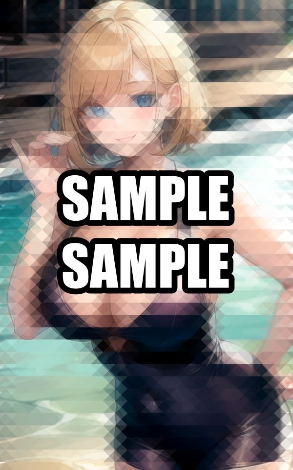 プールで遊ぶブロンド美女 - サンプル画像 5