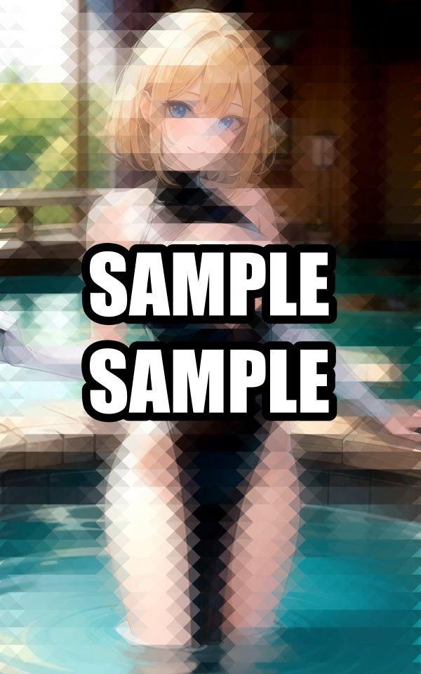 プールで遊ぶブロンド美女 - サンプル画像 7