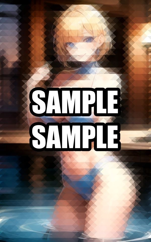 プールで遊ぶブロンド美女 - サンプル画像 8