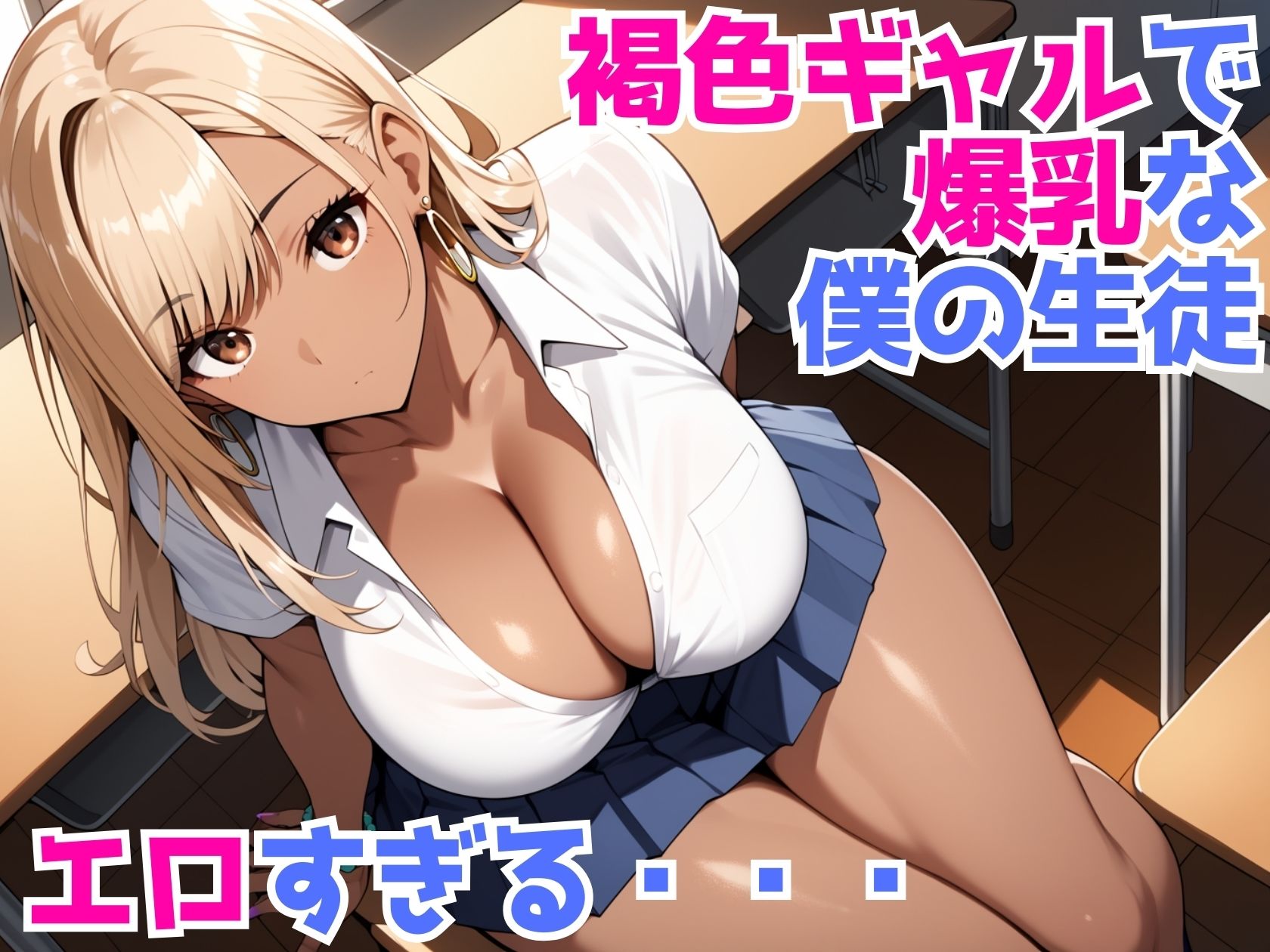 爆乳黒ギャルJKと種付けプレスし放題 - サンプル画像 1