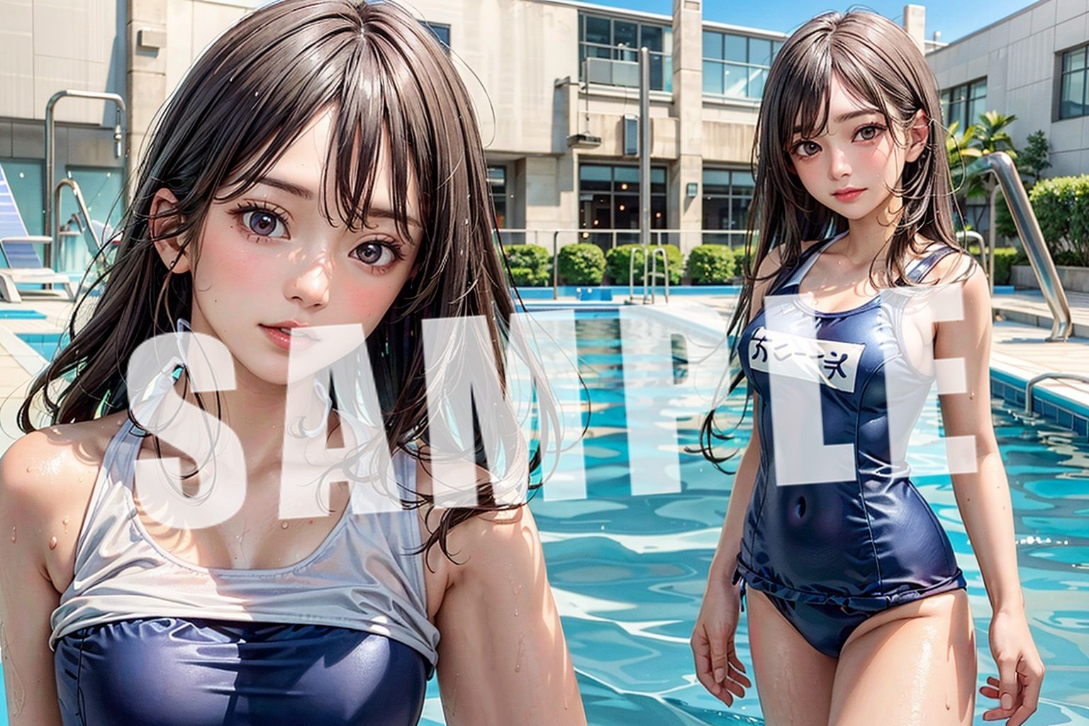 プールサイドの激カワいい女の子 - サンプル画像 1
