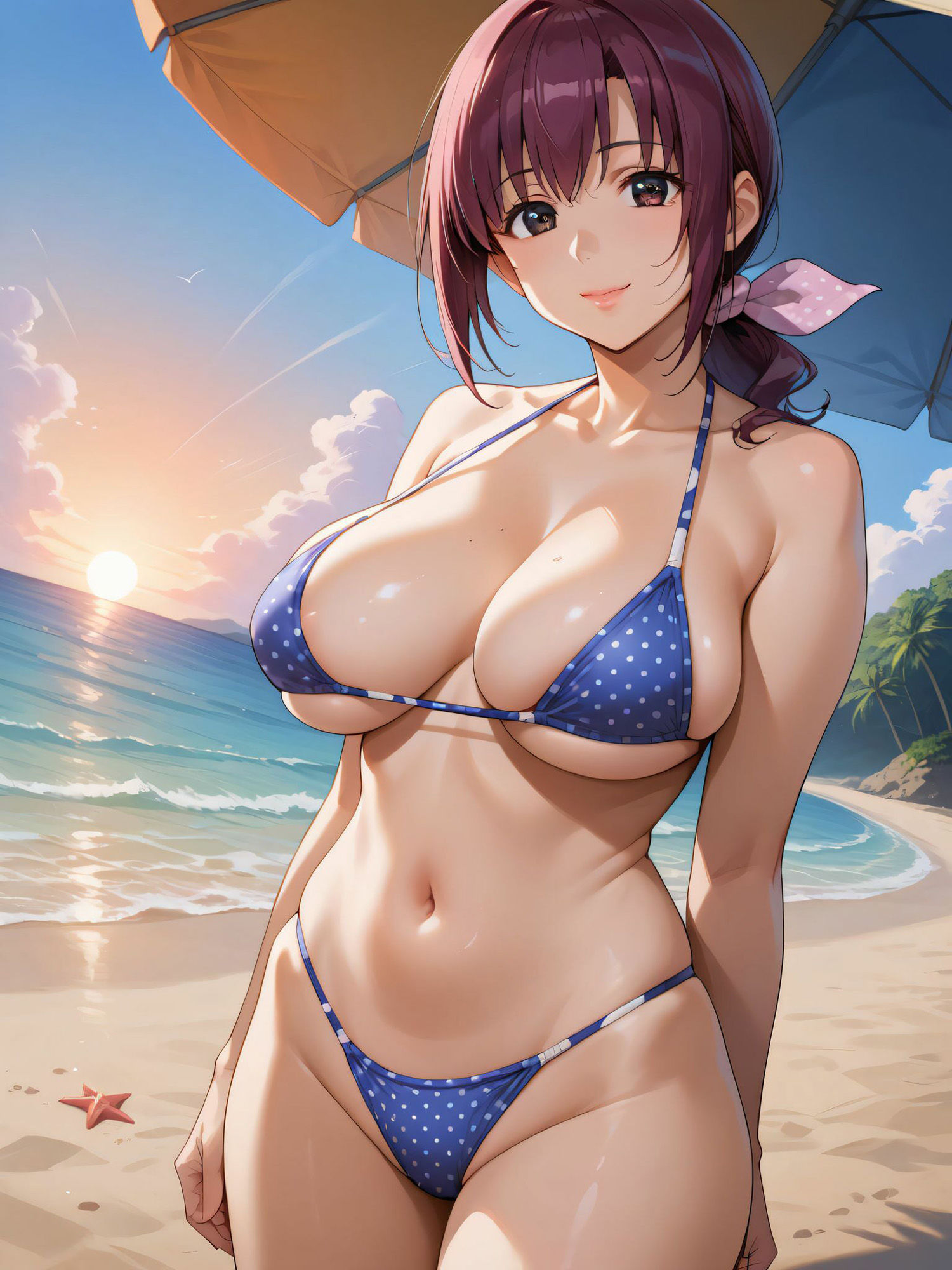 人妻 ◯代のむちむち水着 - サンプル画像 3