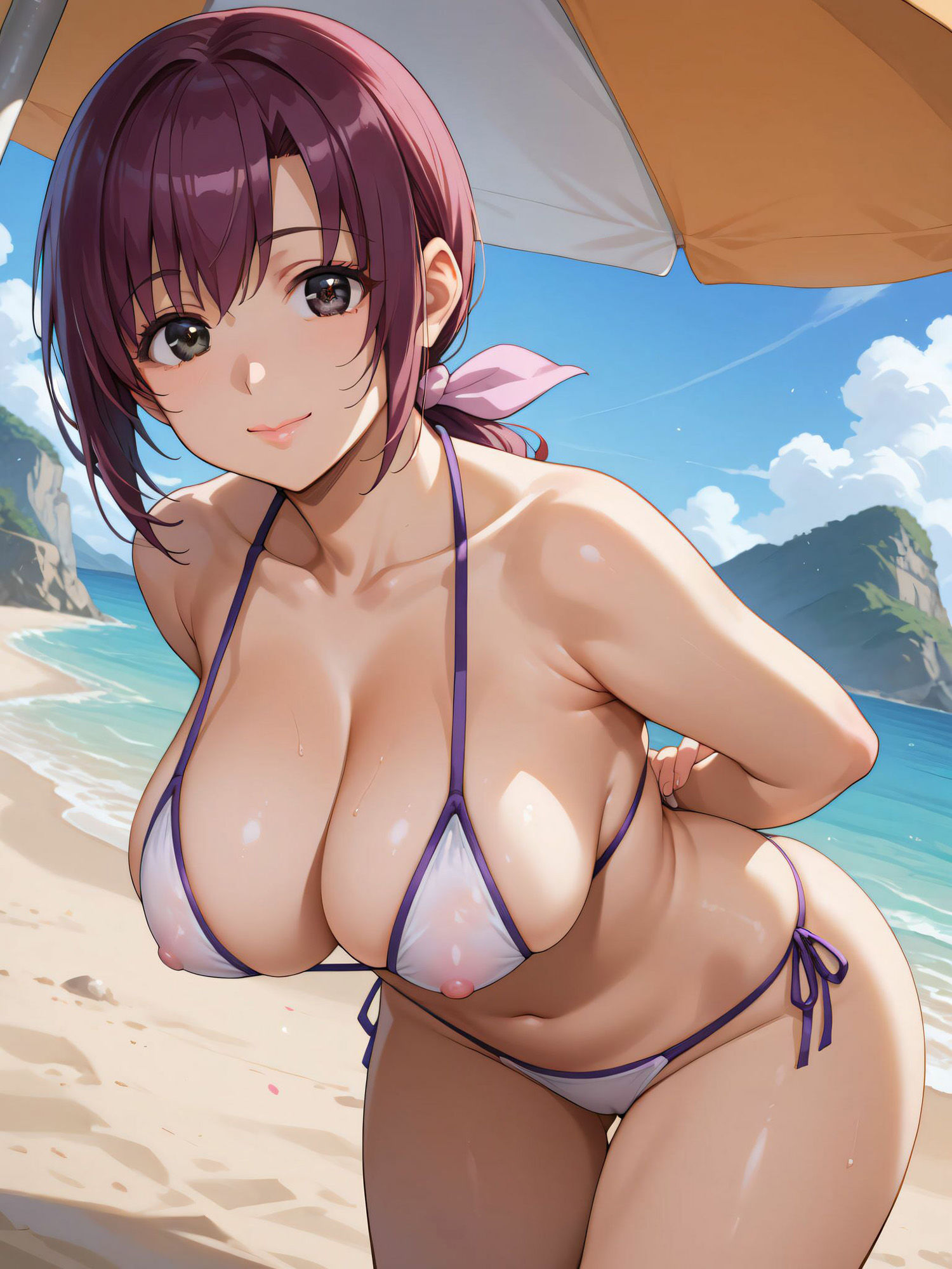 人妻 ◯代のむちむち水着 - サンプル画像 9