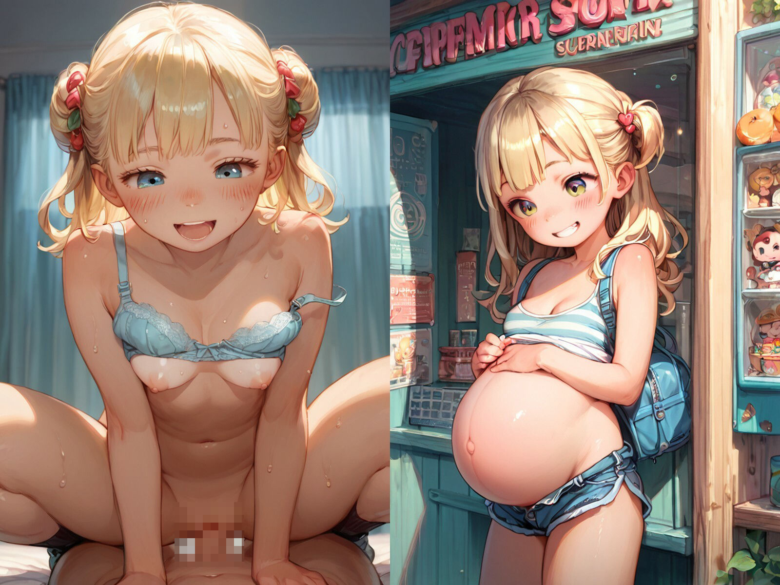 妹みたいなちっぱい金髪女の子とセックスしまくった【ボテ腹あり】 - サンプル画像 5